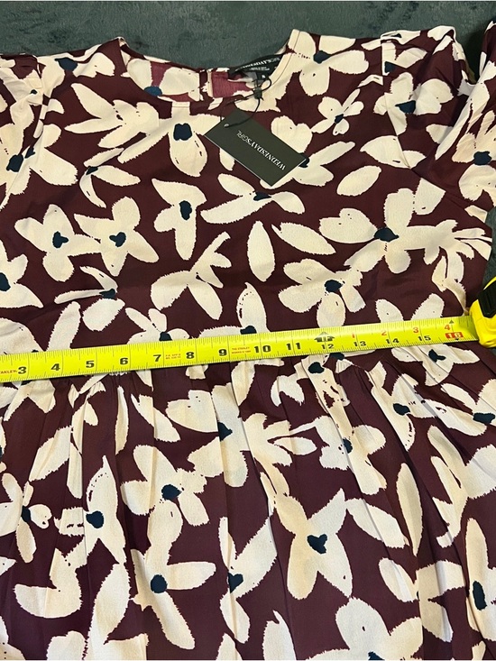 New Wednesdays Girl Bold Bloom Floral Pleated Tie Sleeve Festival Mini Dress S - Picture 13 of 17